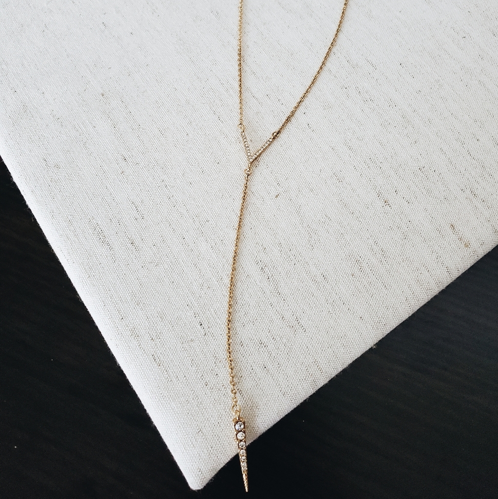 Pave Chevron+Spike Y-Necklace